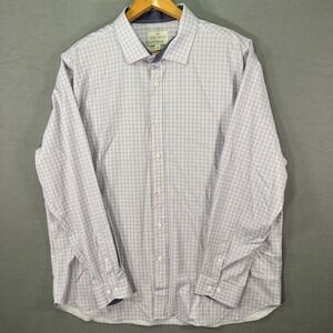 CON.STRUCT Mens XXL Slim Fit 4 Way Stretch Plaid Button‎ Down Dress Shirt